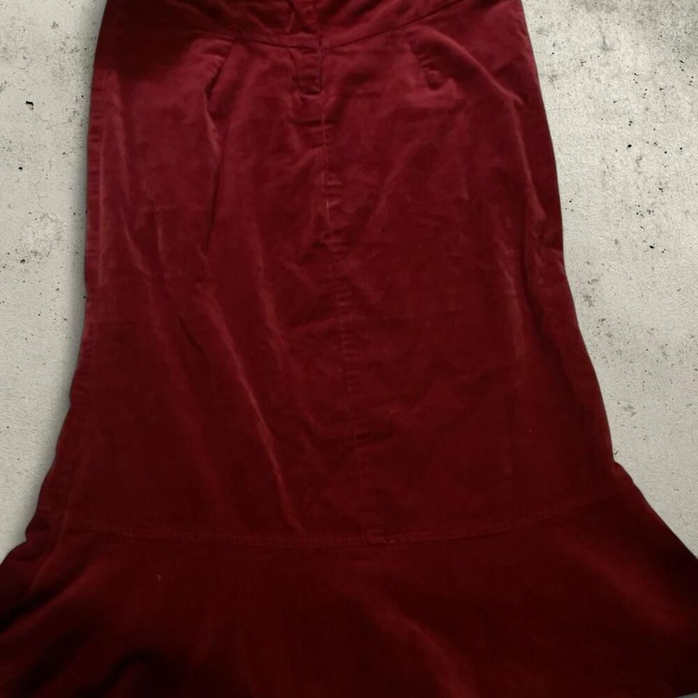 Vintage Shout Deep Red Velvet Midi Skirt